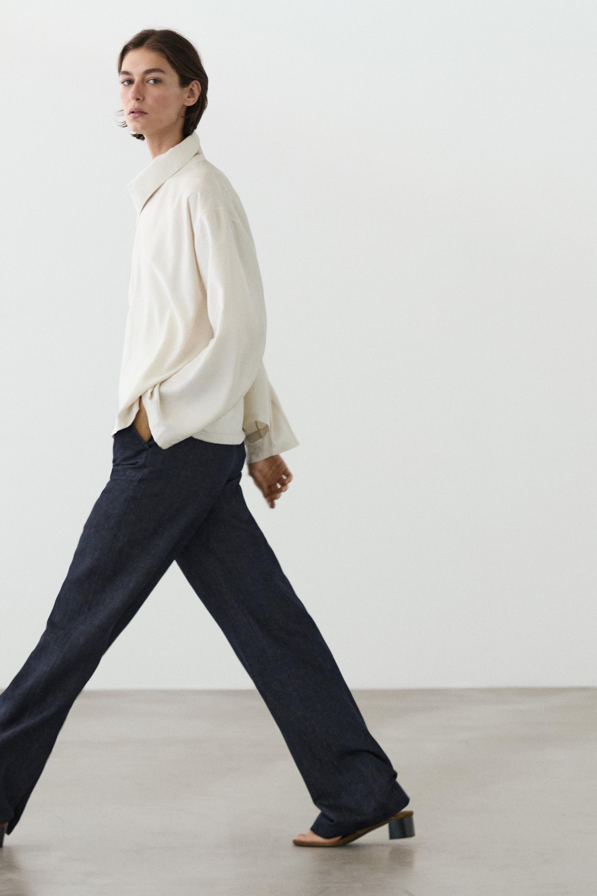 Pantalon wide leg avec lin